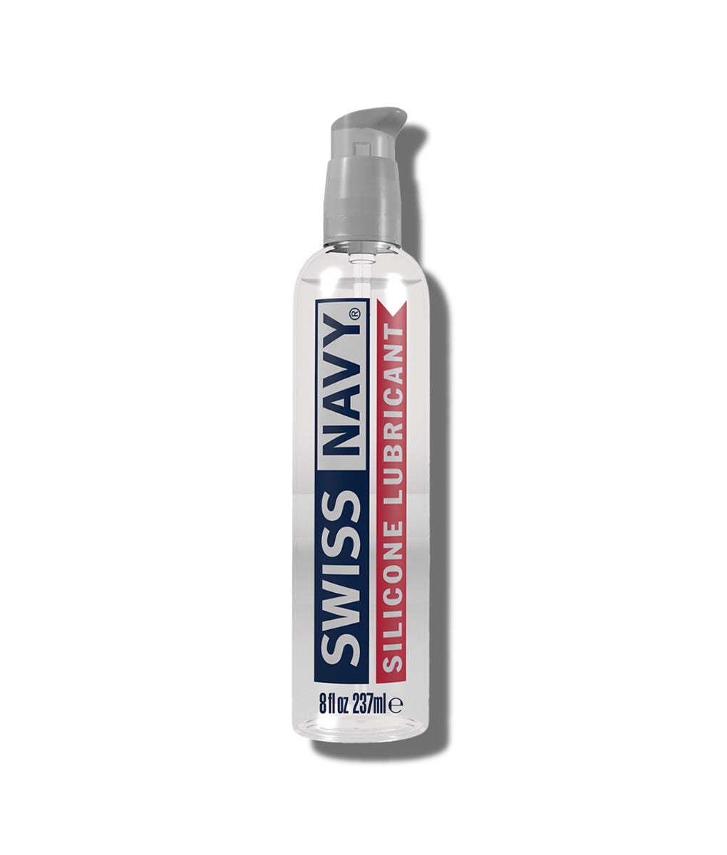 Swiss Navy Premium Silicone Lubricant 8oz — locking pump bottle, silicone-based personal lube