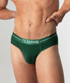 Teamm8 Icon Brief in Onyx low-rise men’s underwear with matching metallic waistband