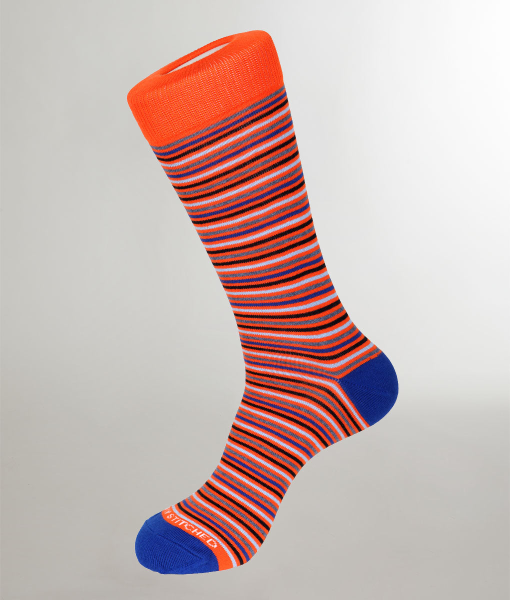 Unsimply Stitched Mini Stripe Sock Orange-multi