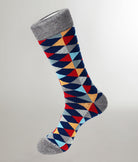 Unsimply Stitched Mixed Diamonds Sock Grey-red-yellow