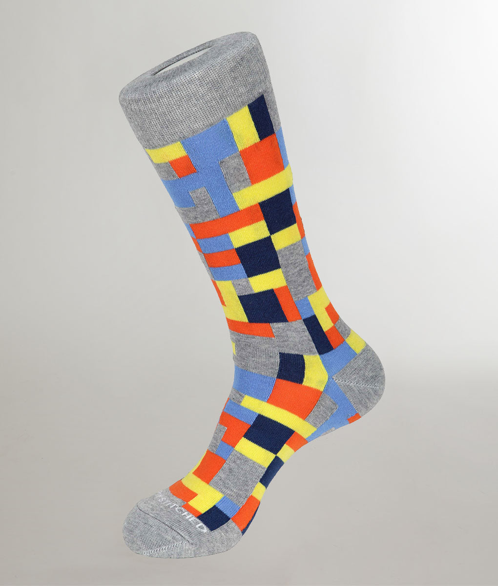 Unsimply Stitched Basic Blocks Sock Grey-orange