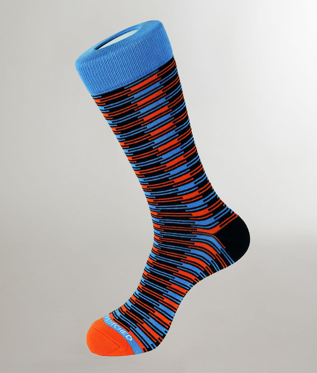 Unsimply Stitched Dash Stripe Sock Blue-multi
