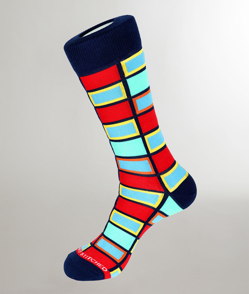 Unsimply Stitched Blockers Sock Red-multi