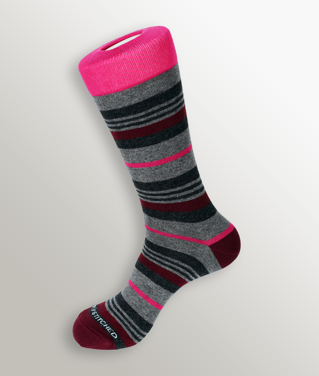 Unsimply Stitched Stripe Sock Pink