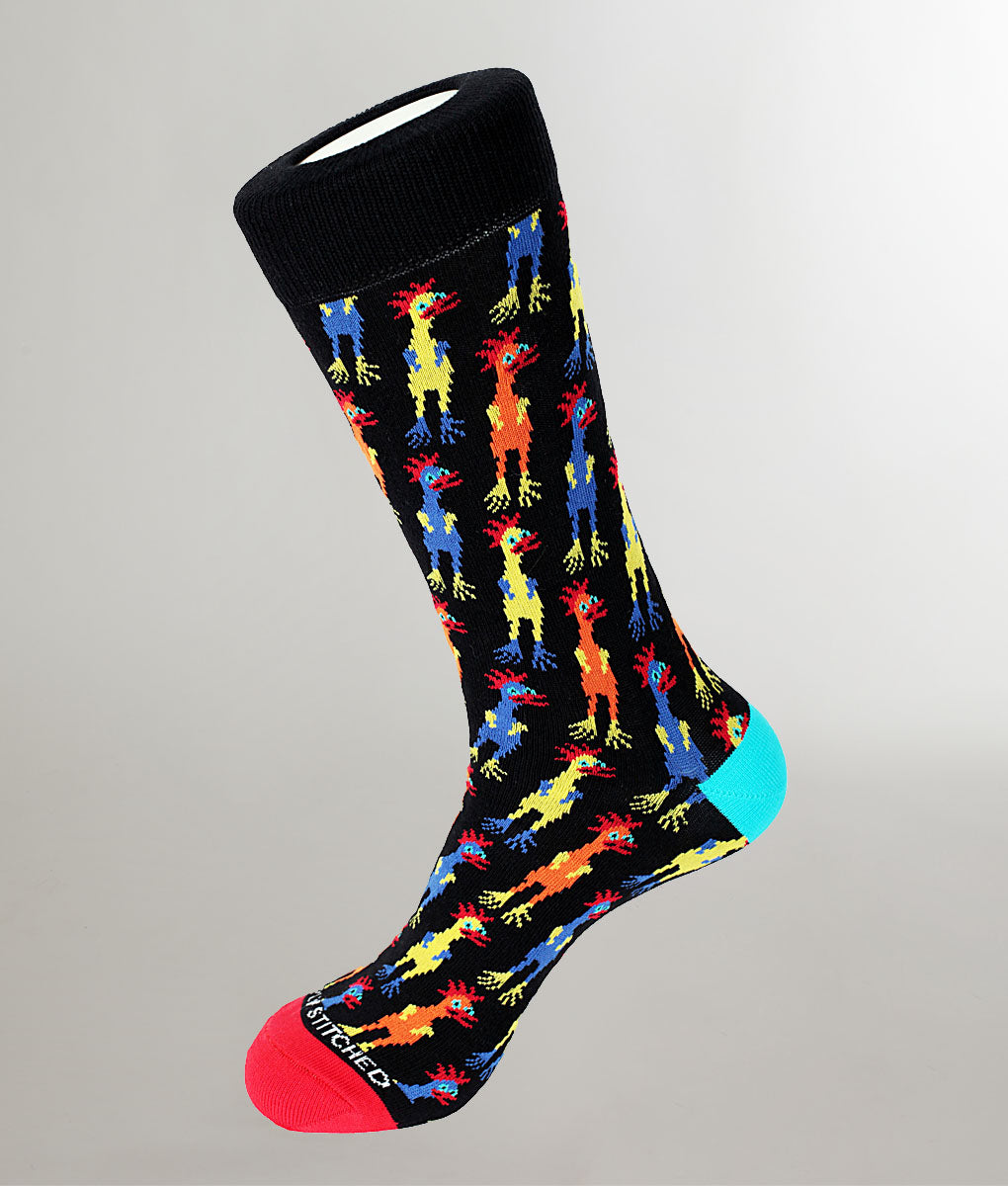 Unsimply Stitched Rubber Chickens Sock Black-multi