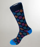 Unsimply Stitched Stacks Crew Sock Blue-multi