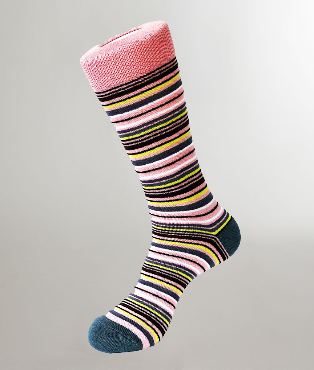 Unsimply Stitched Los Angeles Stripe Sock Pink-multi