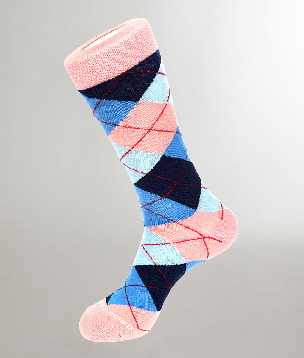 Unsimply Stitched Colorful Argyle Sock Pink-blue