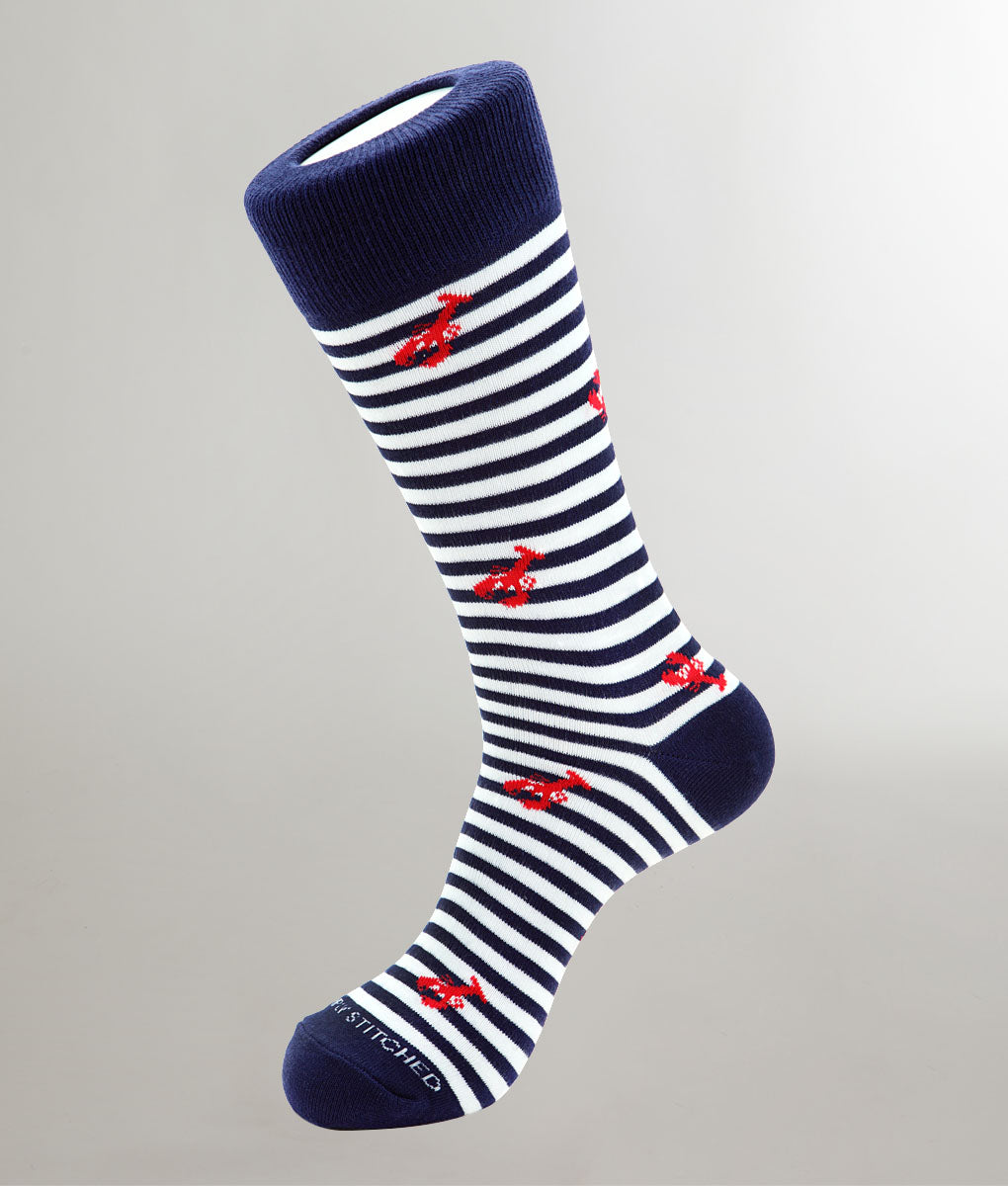 Unsimply Stitched Lobster Stripe Sock Red-white-blue