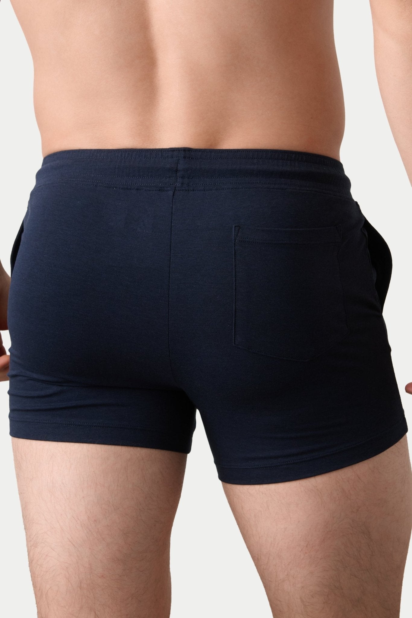 Awry Vers Short V2.1 Navy — rear view highlighting flattering glute-enhancing cut and high inseam