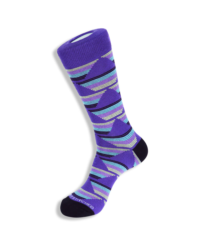 Unsimply Stitched Paper Boat Stripe Sock Purple Multi