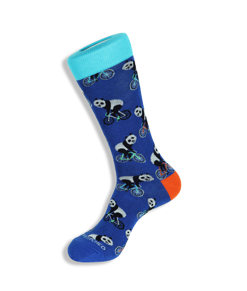 Unsimply Stitched Cycling Panda Sock Medium Blue