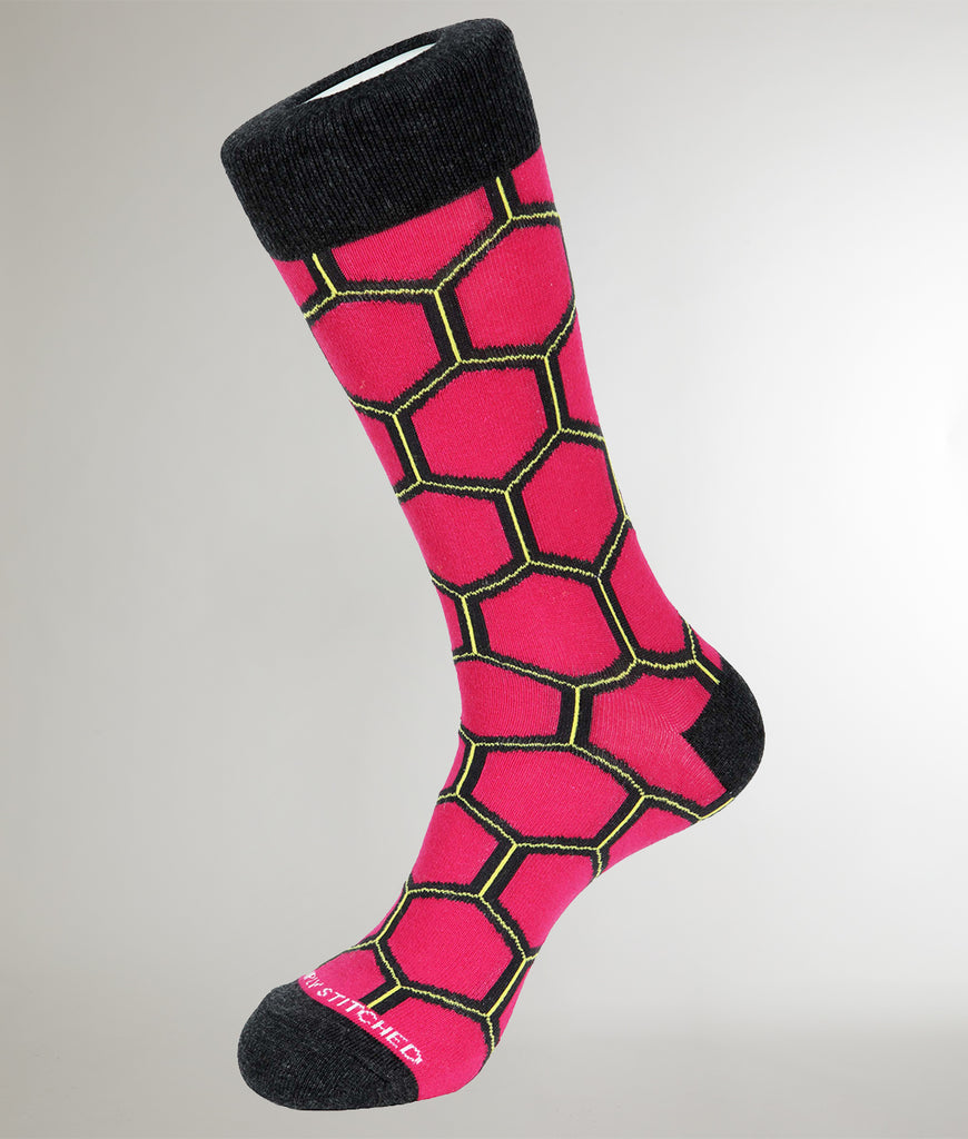Unsimply Stitched Honeycomb Sock Unsimply Stitched Honeycomb Sock Fuschia-grey